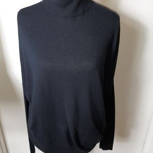 Vince mock neck cashmere sweater ribbed sleeves L